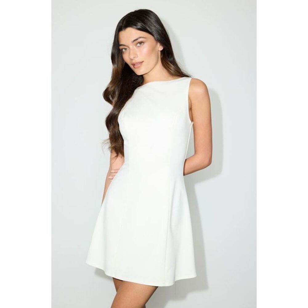 Lulus Olivian White Low Back Sleeveless Mini Dress - Size M
